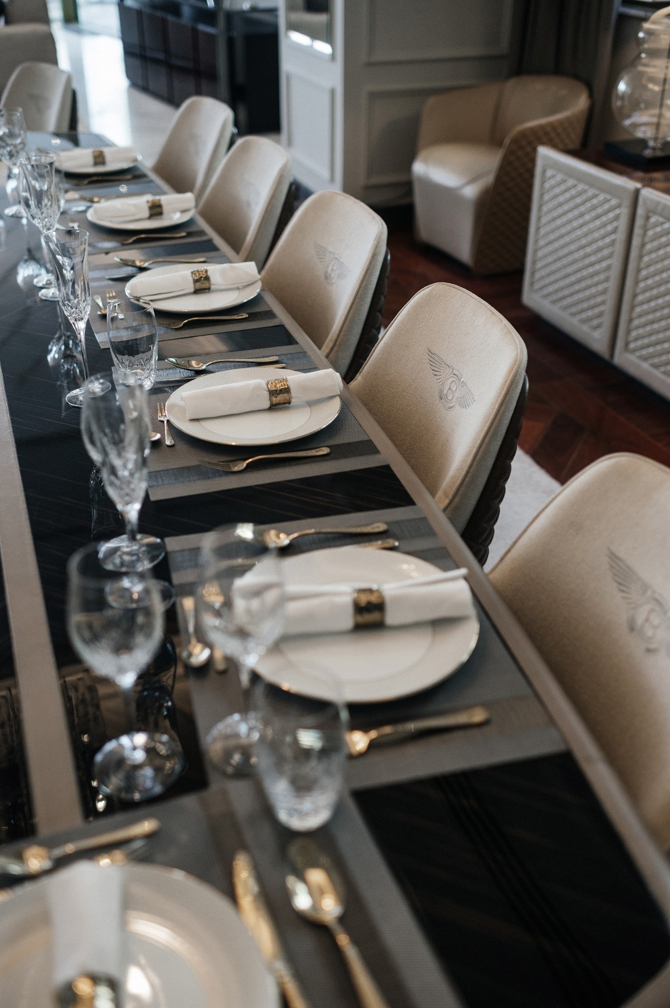 The set table at Bentley Villa, a previous experience location