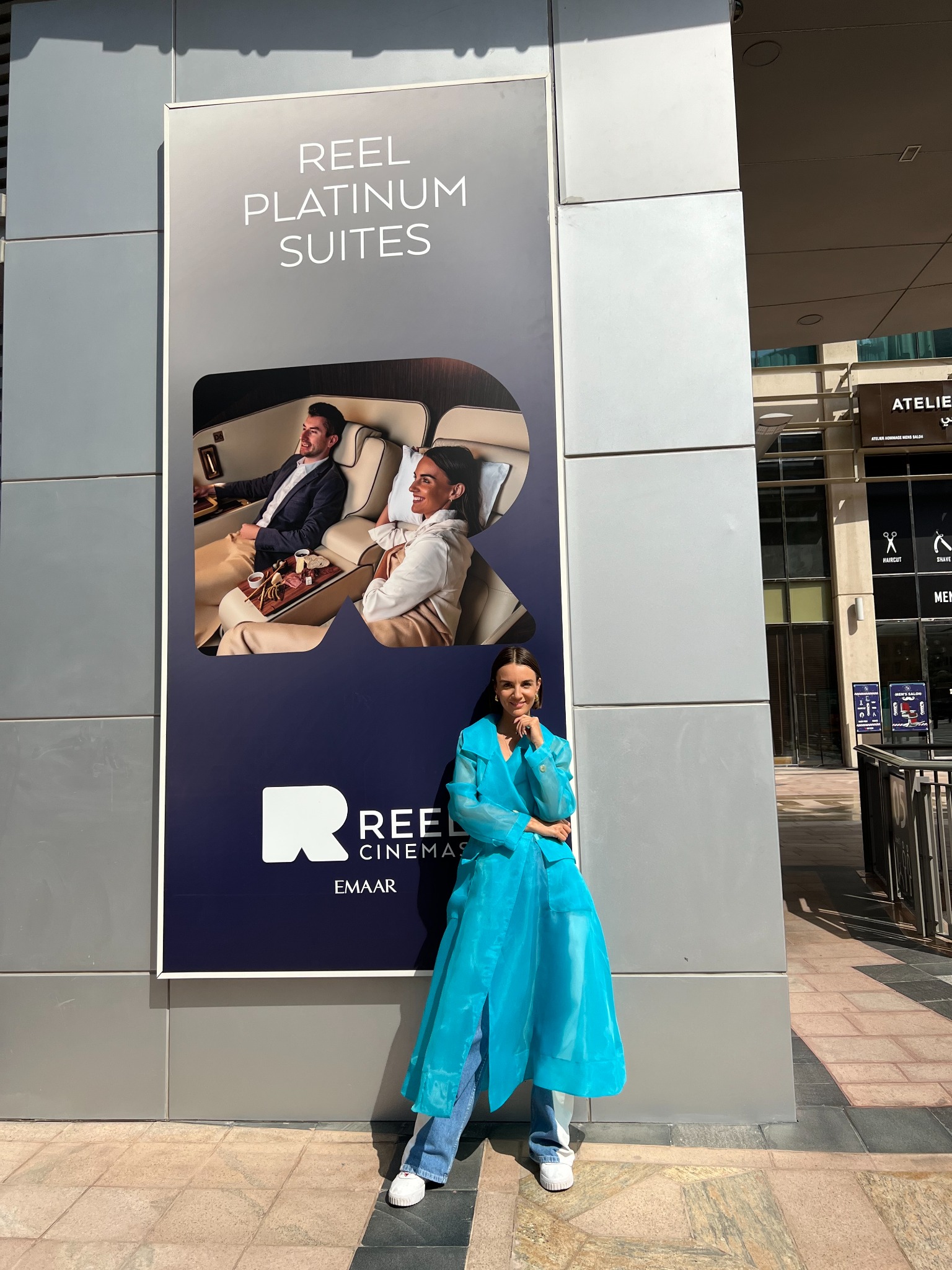 Reel Cinemas Platinum Suites campaign display featuring Mariana