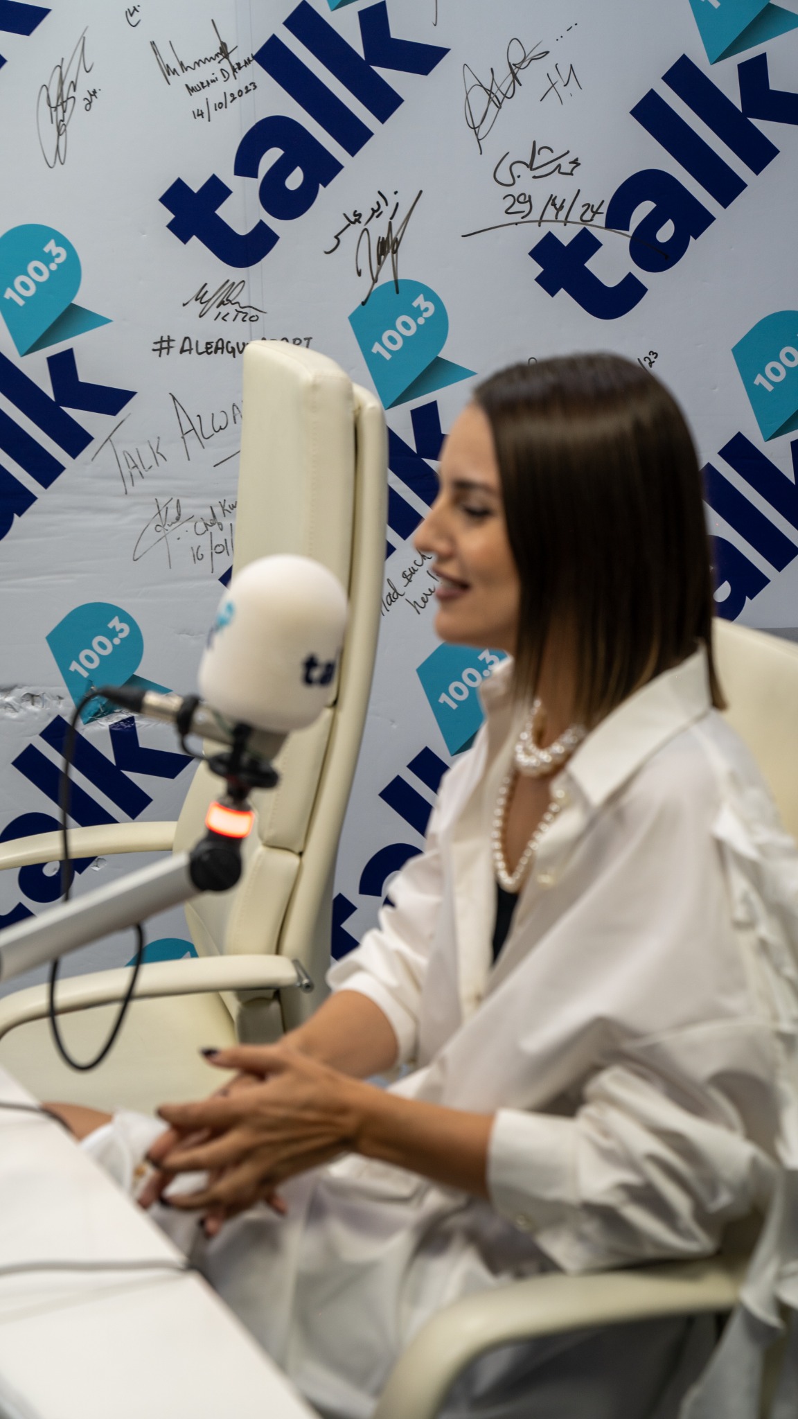 Mariana during a Talk 100.3 radio appearance